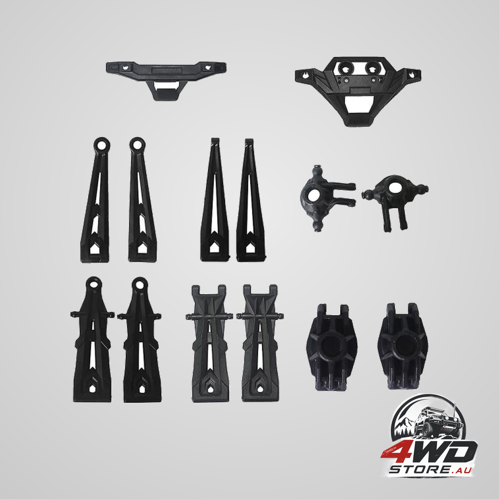 14 pcs black front and rear control arm, stub axle and bumper for Hosim 9125 RC car