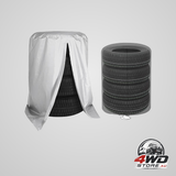 Universal silver tyre storage cover and bag for 4 tyres and spare tyre