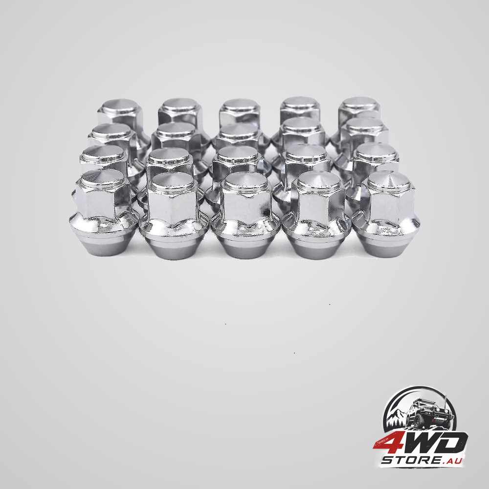 Silver aluminium wheel nuts M12x1.5 conical 19mm hex for Ford alloy wheels