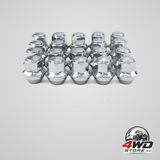 Silver aluminium wheel nuts M12x1.5 conical 19mm hex for Ford alloy wheels