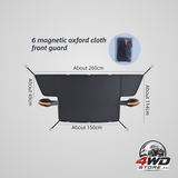 Durable extra-large 253cm car windscreen protector with 6 magnets and 4 straps for snow and sun