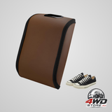 Portable leather-look car shoe storage box for seat or boot, dustproof with zipper and handle