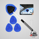 5 piece car window cleaning kit with telescopic handle, 4 cloths and spray bottle