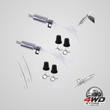 Brake bleed tool set with check valve and metal hose clamps for hydraulic brake systems