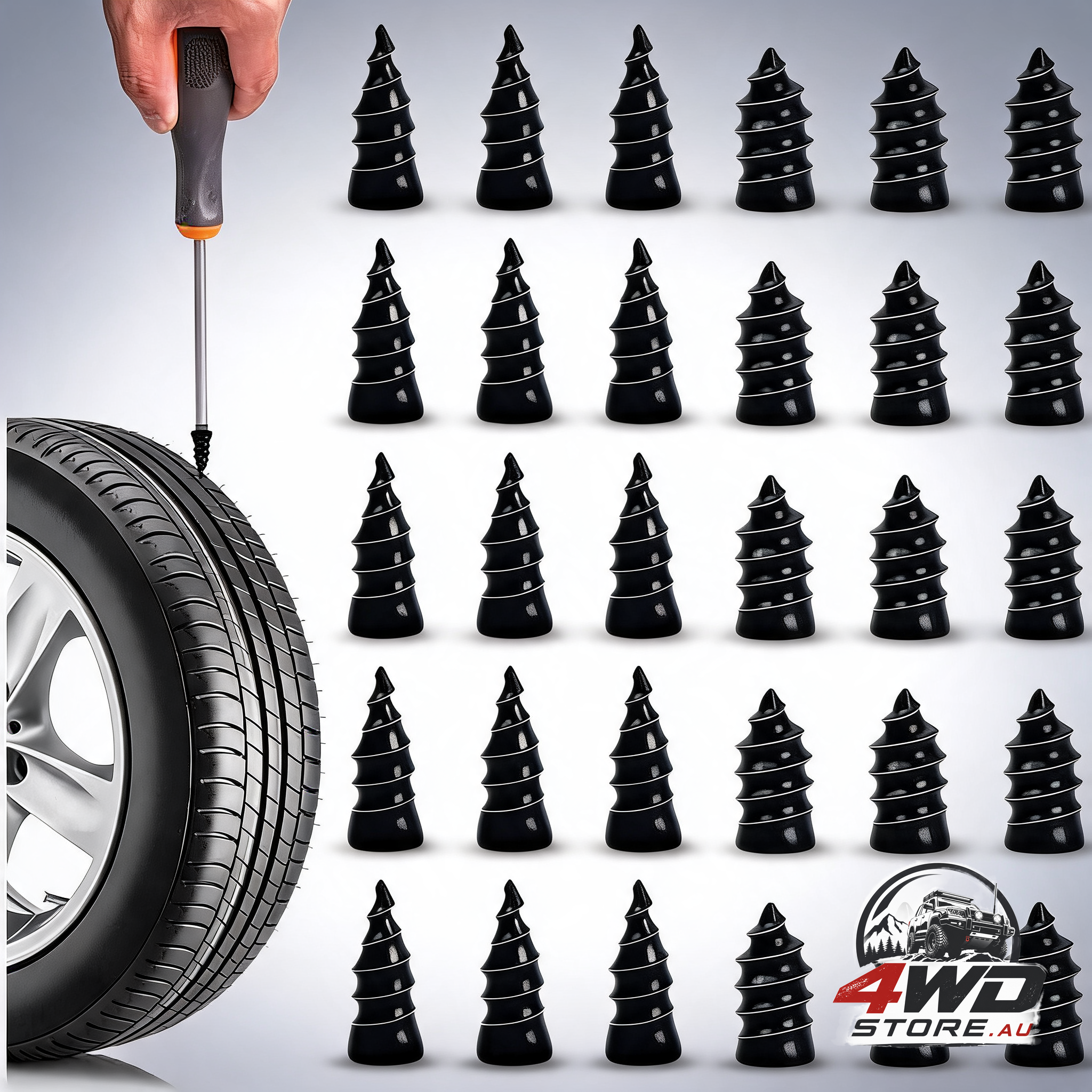 Rubber tyre repair spikes 30pcs quick fix puncture kit for cars, motorcycles and trucks
