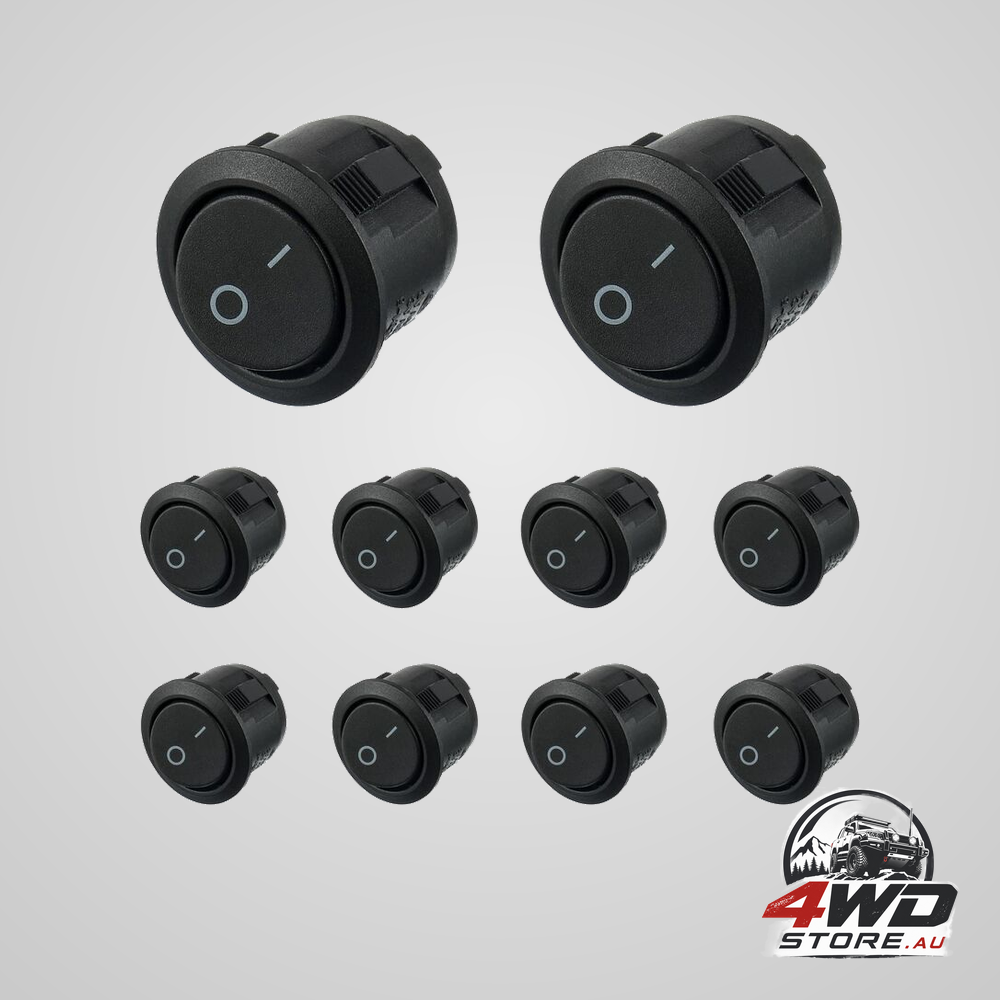 On/off 2 pin SPST push button rocker switches 6A 250V, 10pcs black round