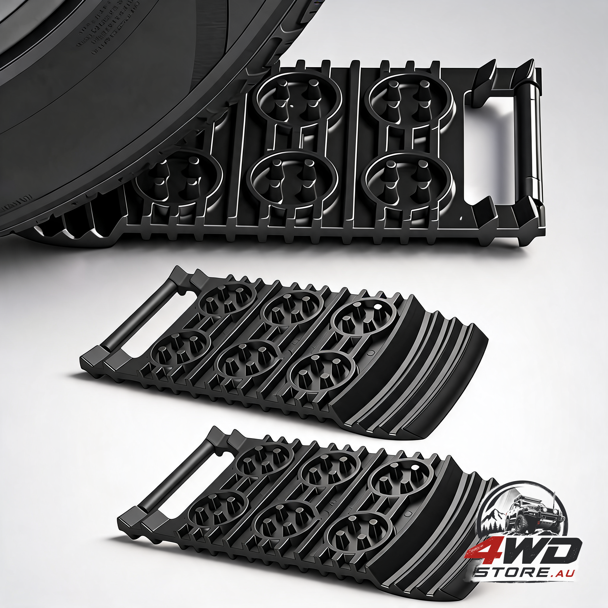 Off-road traction plates, pack of 2, portable recovery tool for snow, ice, mud and sand