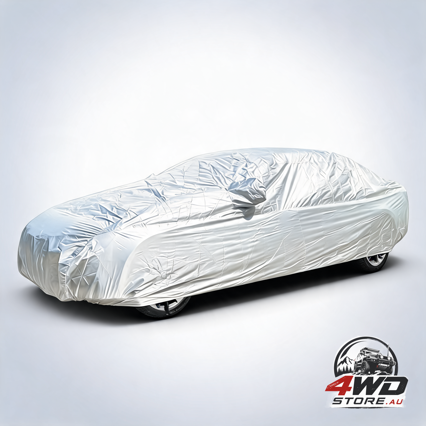 Silver universal car cover, 170T taffeta fabric for all-weather protection
