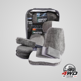 Multi-use car cleaning kit, 9-piece auto detailing set with wash mitt, wheel brush and cloths