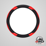 Elastic non-slip steering wheel cover in black and red