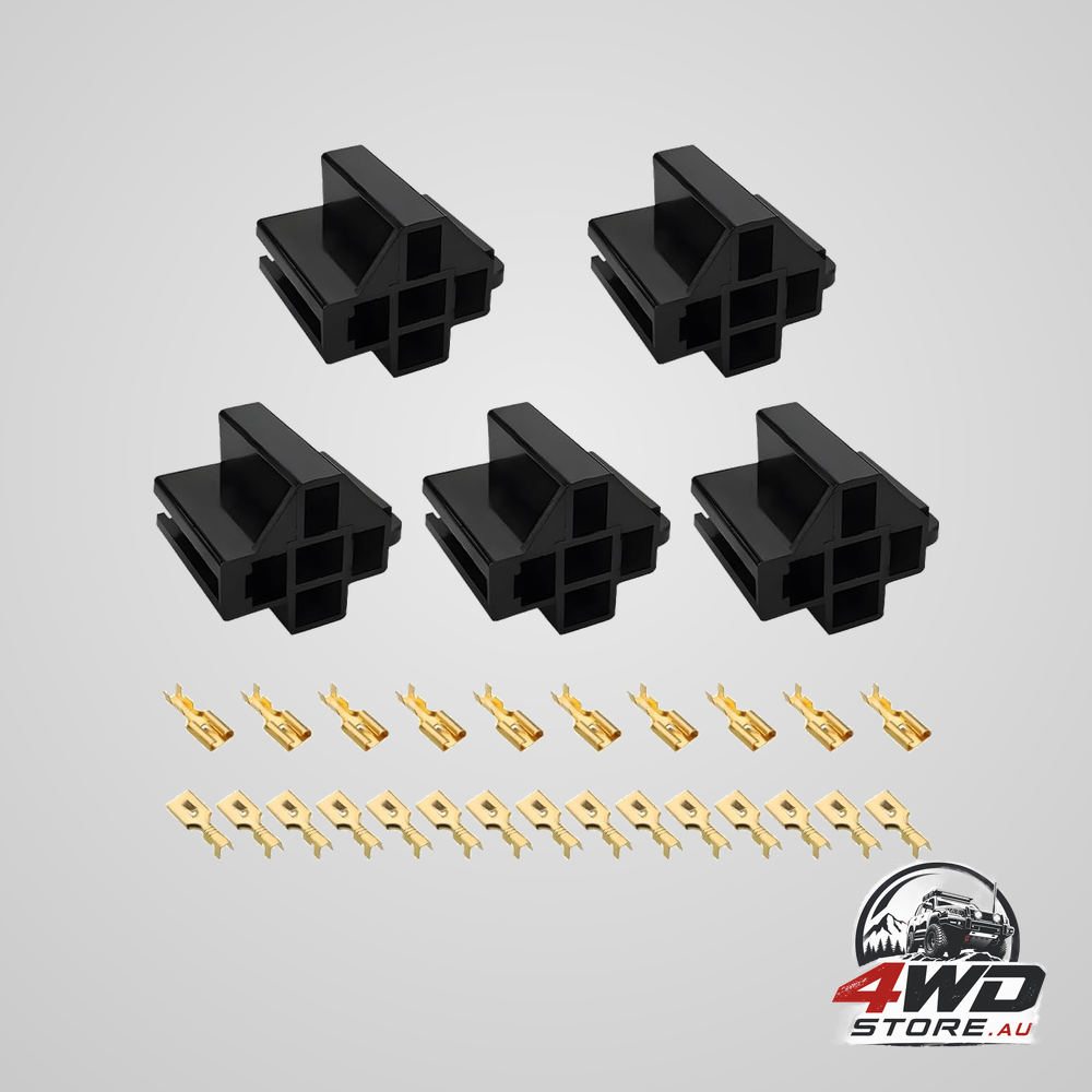 5pcs pin relay connectors, 12V 30/40 Amp with 6.3mm terminals for cars and trucks