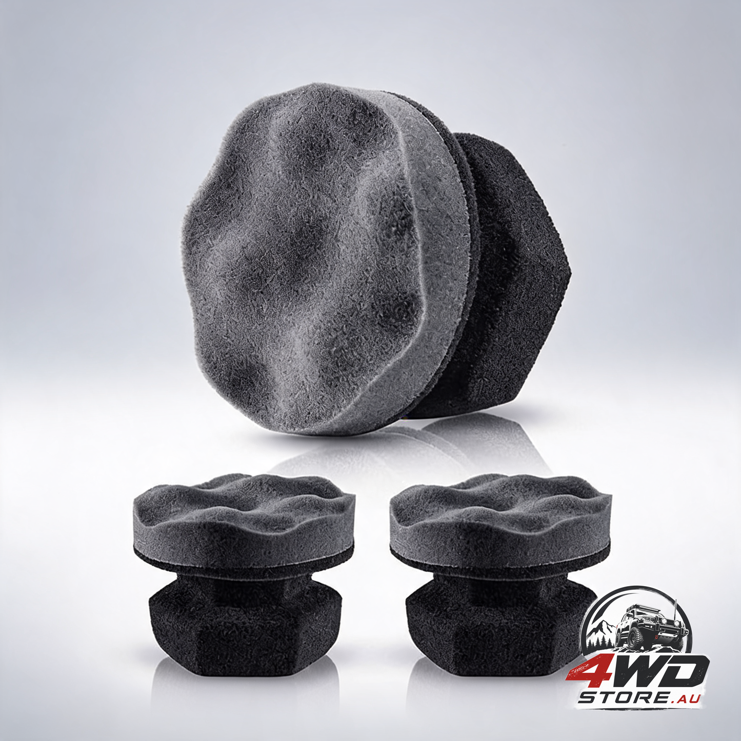 3 piece tyre shine applicator pads, reusable foam sponge for tyre dressing, grey 4.33 inch