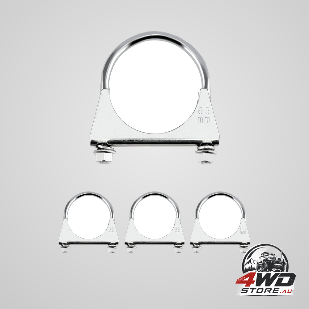 Stainless steel U-bolt muffler exhaust clamp, 2.5 inch diameter, 4 pack