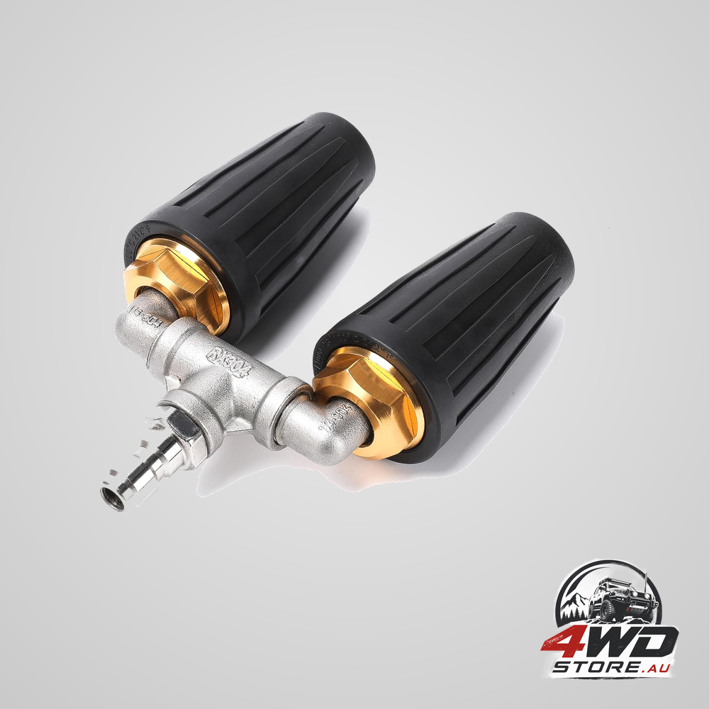 Dual turbo nozzle for pressure washer, 360 rotating with 1/4 inch quick connector, 4000 PSI, black