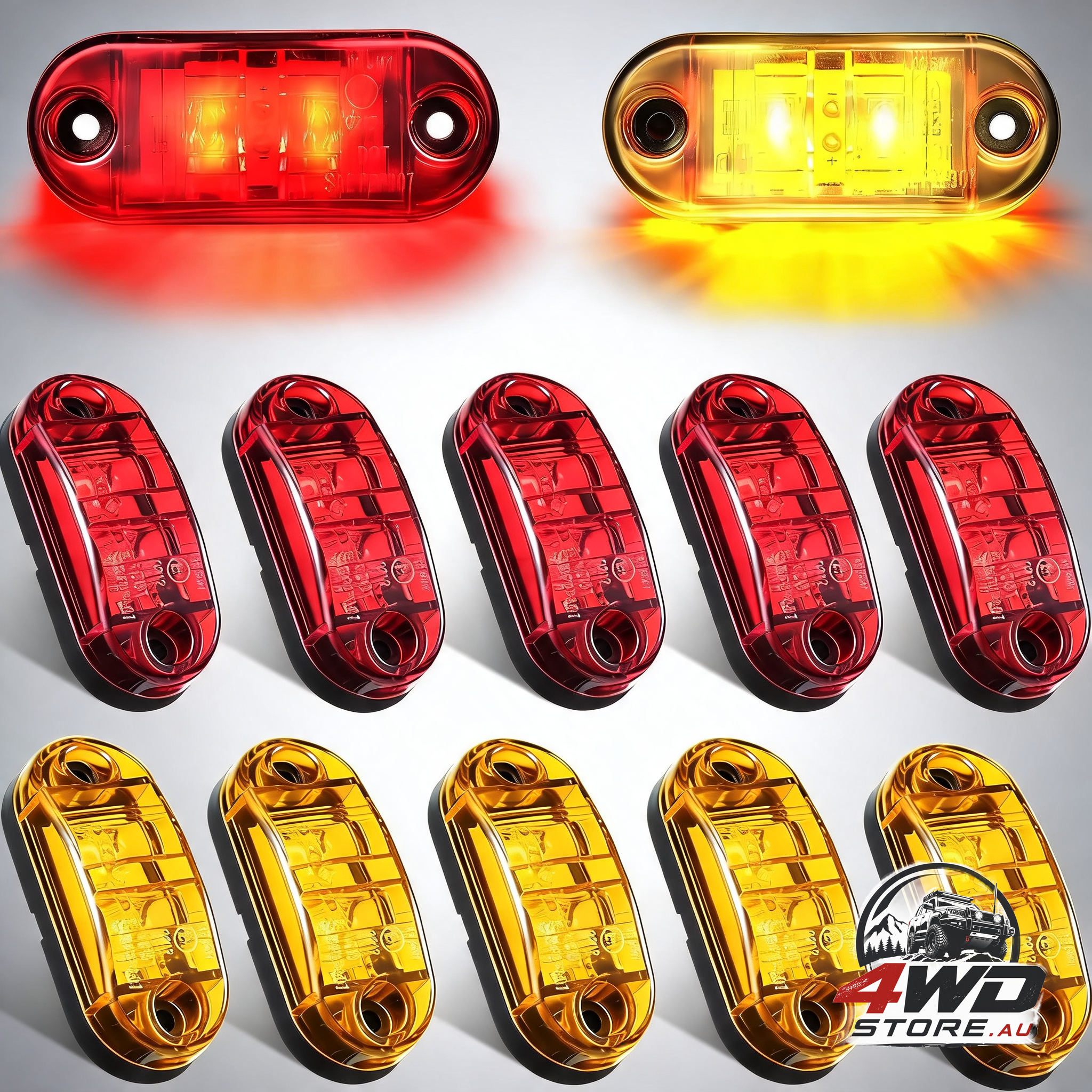 10pcs 2.5 inch LED trailer side marker lights, waterproof oval signal lights for truck and RV