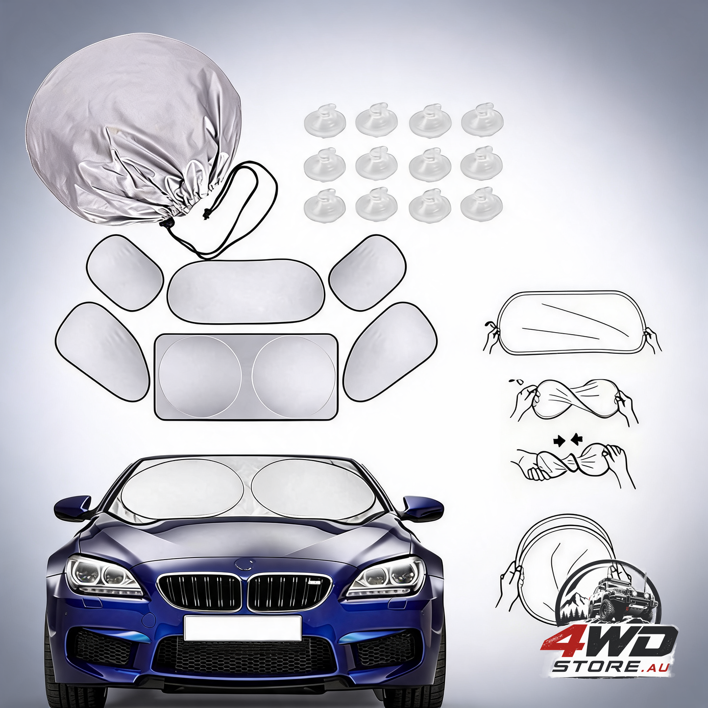 Set of 6 car window sun shades — view 2