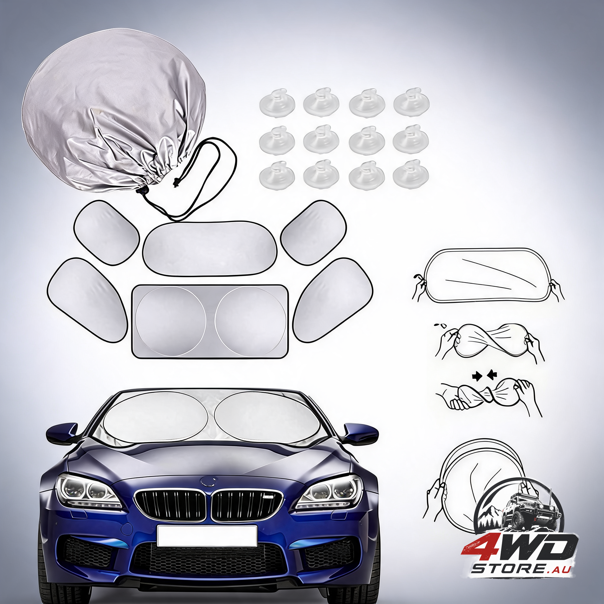Set of 6 car window sun shades — view 2