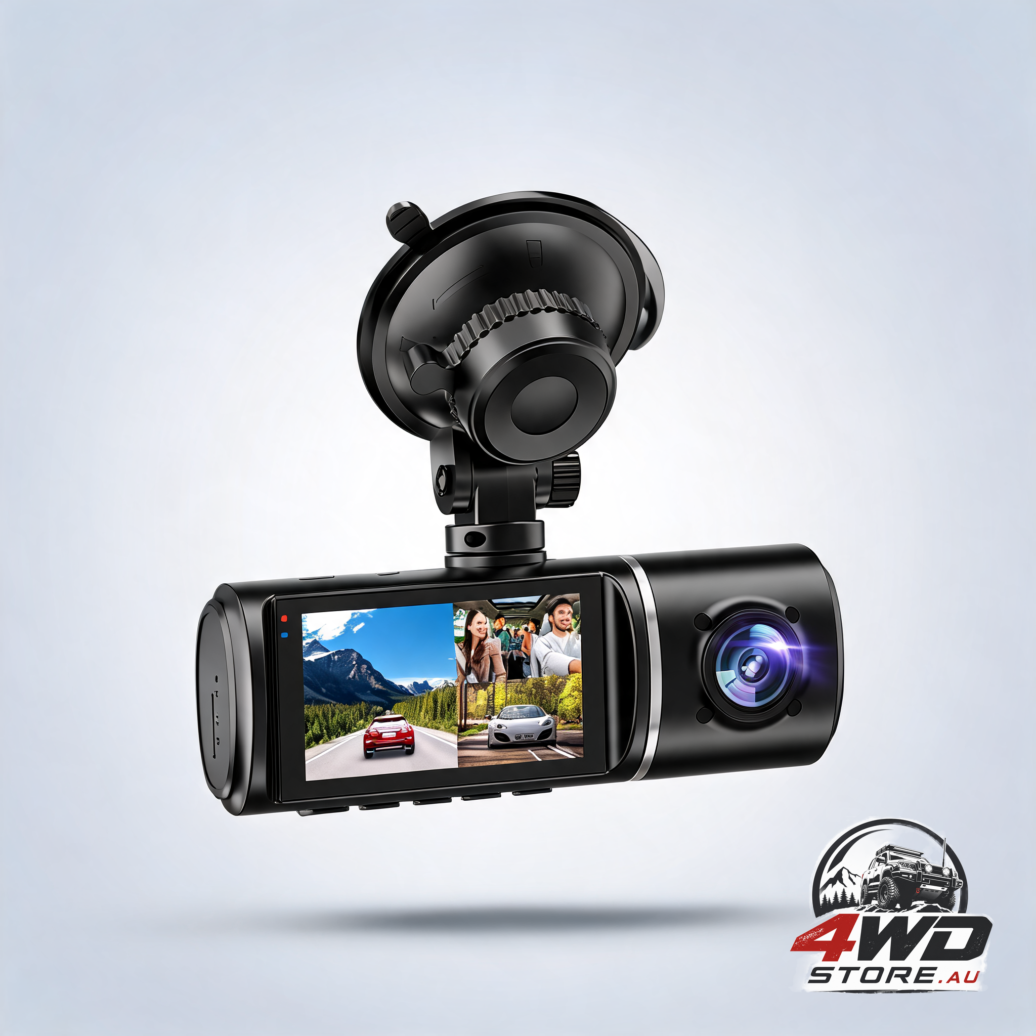 Three-camera dash cam C309 with dual front, interior and reversing cameras, WiFi and night vision