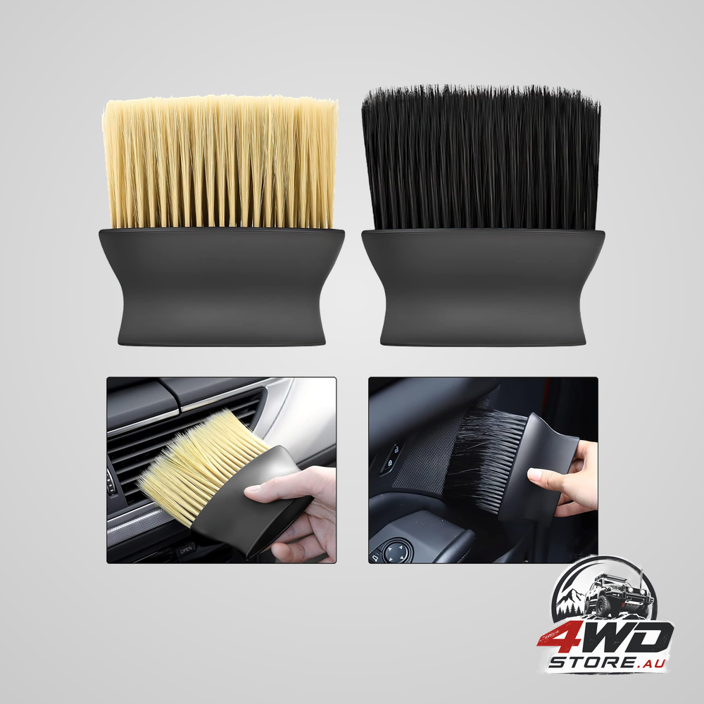 Yellow & black car detailing brush set (2-Pack): soft bristle dust cleaners for air vents, dashboard & home use