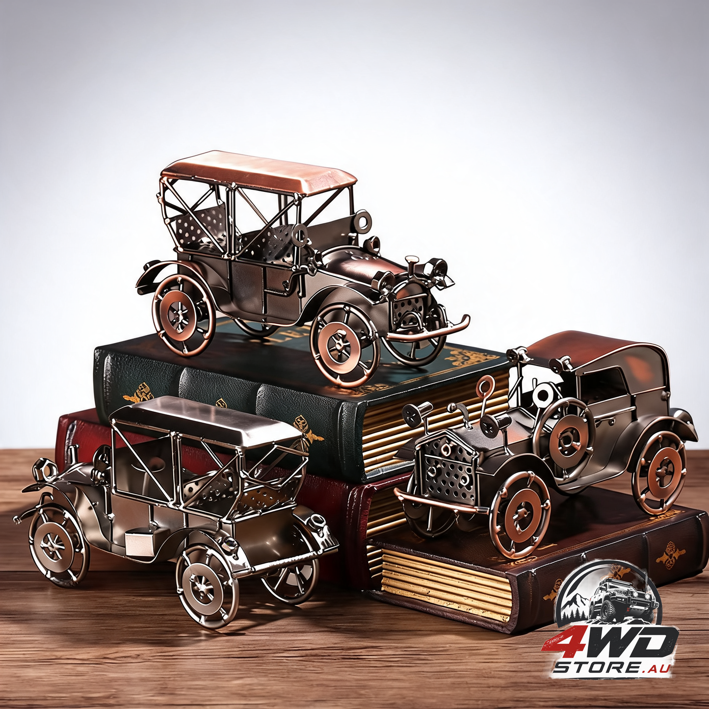 Set 2 metal retro classic car assort 21cm