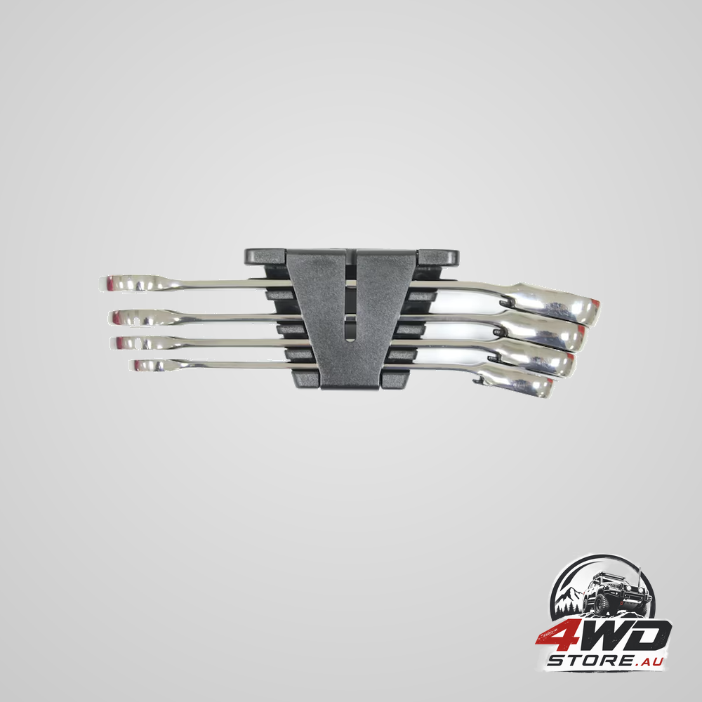 Wurth 4pcs ratchet combination wrench set with reversing lever – chrome vanadium steel, 72-Tooth, high-gloss finish