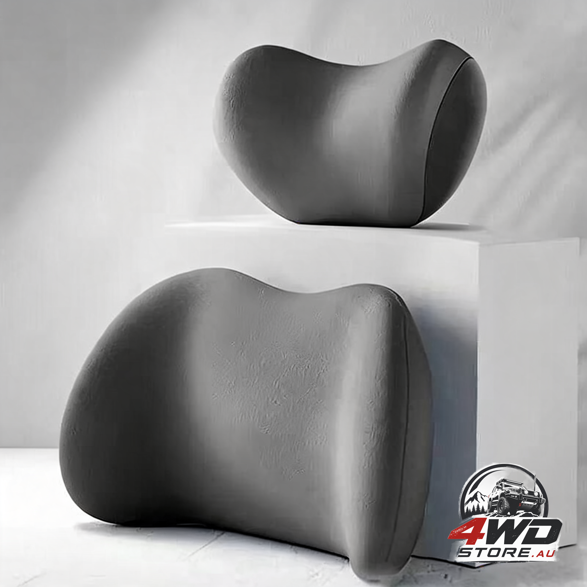 Car headrest & lumbar support set - ergonomic plush cushion for driver & passenger, comfort & spine protection for long