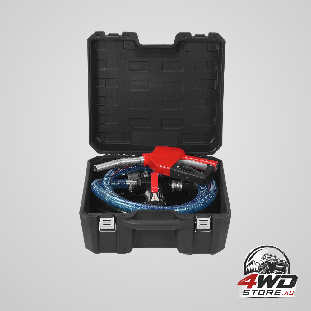 Fuel transfer pump, 12V DC 10 GPM 1/4 HP, portable electric diesel transfer pump with automatic shut-off fuel nozzle, high