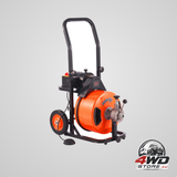 100FT x 1/2Inch drain cleaner machine sewer auger auto feed with 4 cutter & air-activated foot switch for 2in to 4in pipes