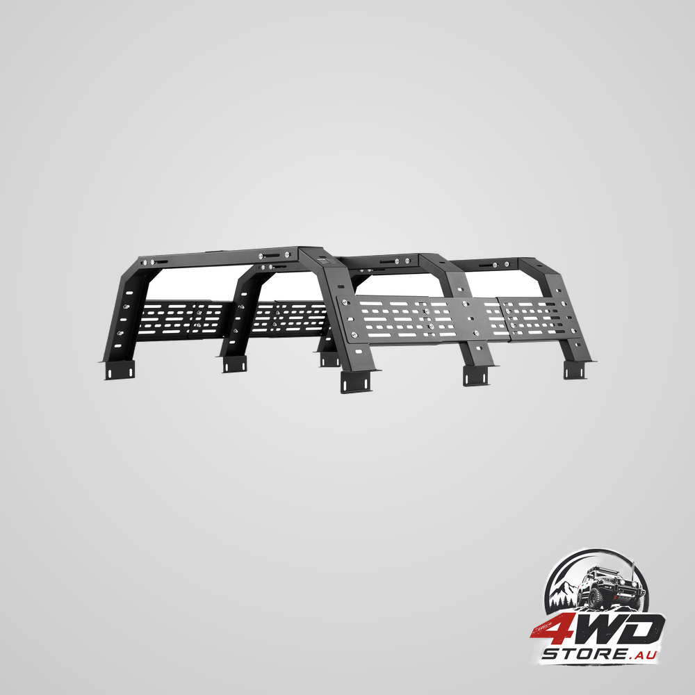 Overland truck bed rack, 125-172.5 cm width, adjustable overland bed cargo rack with sidebar, 408.2 kg static load capacity