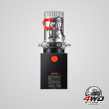 Hydraulic pump, 8 quart hydraulic power unit, single acting dump trailer pump, 0.91 GPM flow rate, 3200 PSI max relief