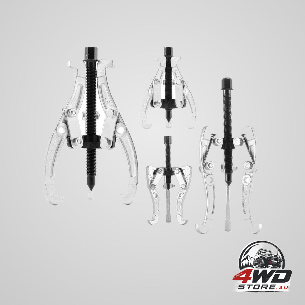Gear puller set, 76.2 mm/101.6 mm/152.4 mm/203.2 mm 3 jaw bearing puller with reversible jaws, 2 Jaw/3 jaw pulley puller, 4
