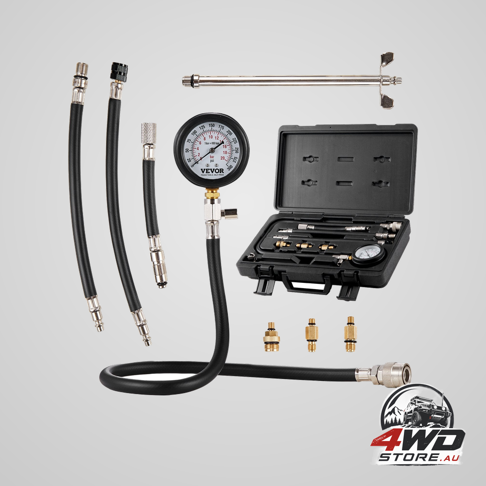 Compression tester adapter kit, 9 pcs automotive engine cylinder leak down compression test, accurate dual scale pressure