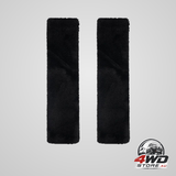 Winter plush shoulder strap cover neck cushion pad for comfortable car travel 2PCS - black