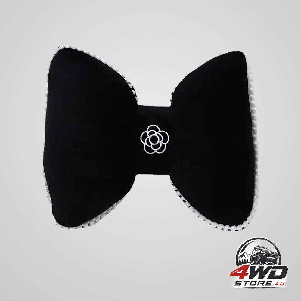 Black bowknot plush car neck & waist support set