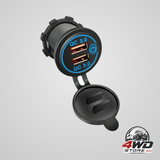 1× Dual USB car charger QC 3.0 quick charge 12V-24V power outlet - blue