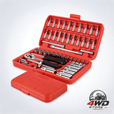 53PCS metric deep socket set 1/4in drive wrench with flexible extension bar tools