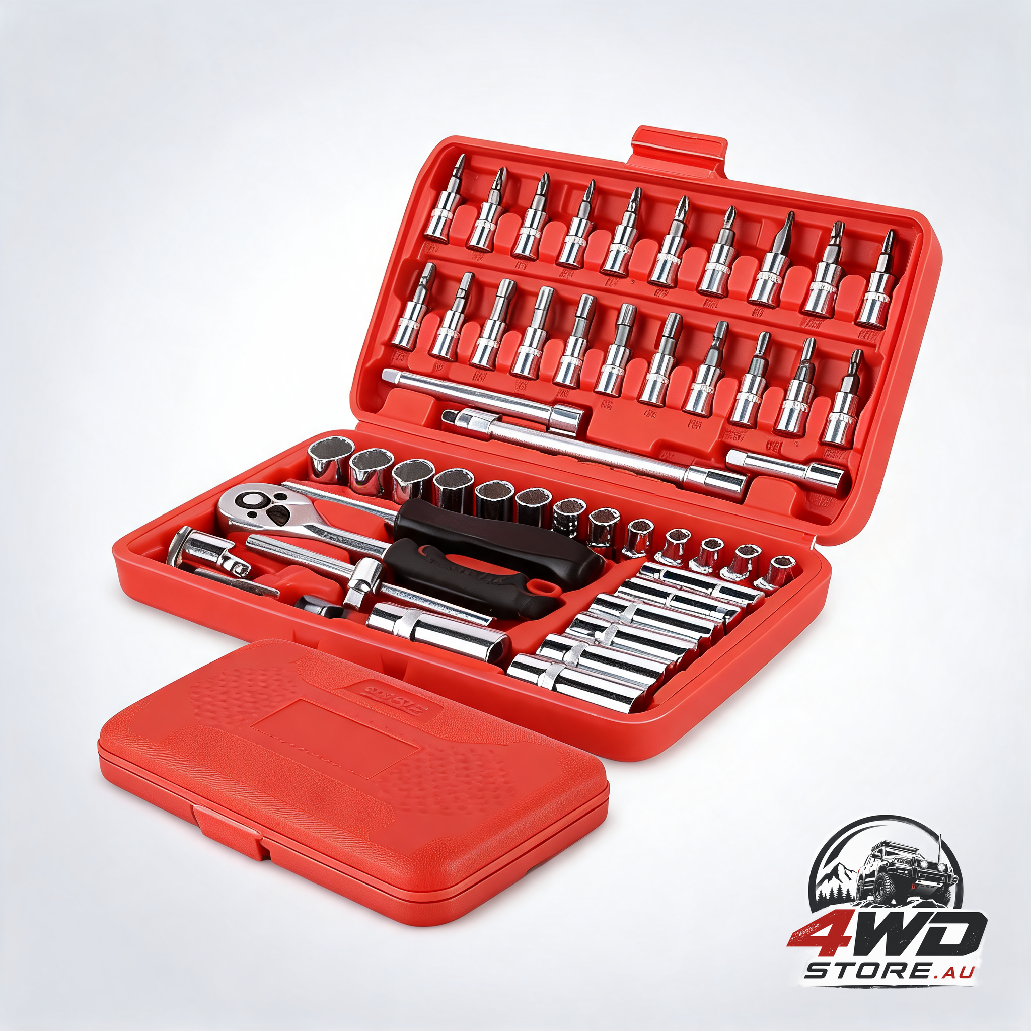 53PCS metric deep socket set 1/4in drive wrench with flexible extension bar tools