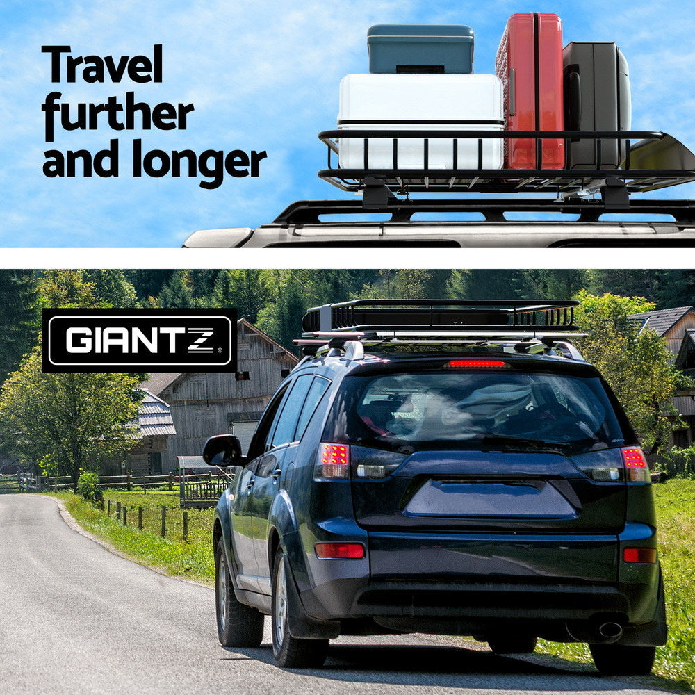 Giantz universal car roof rack basket black — view 8