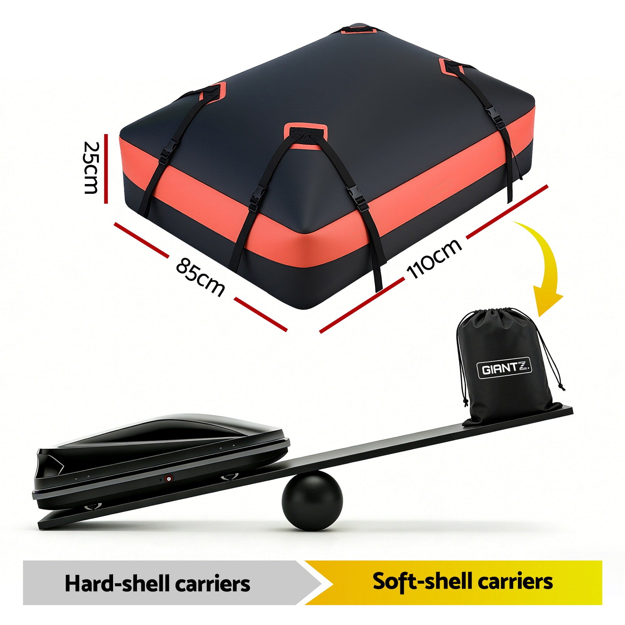 Giantz rooftop cargo bag 15 cubic ft waterproof — view 4
