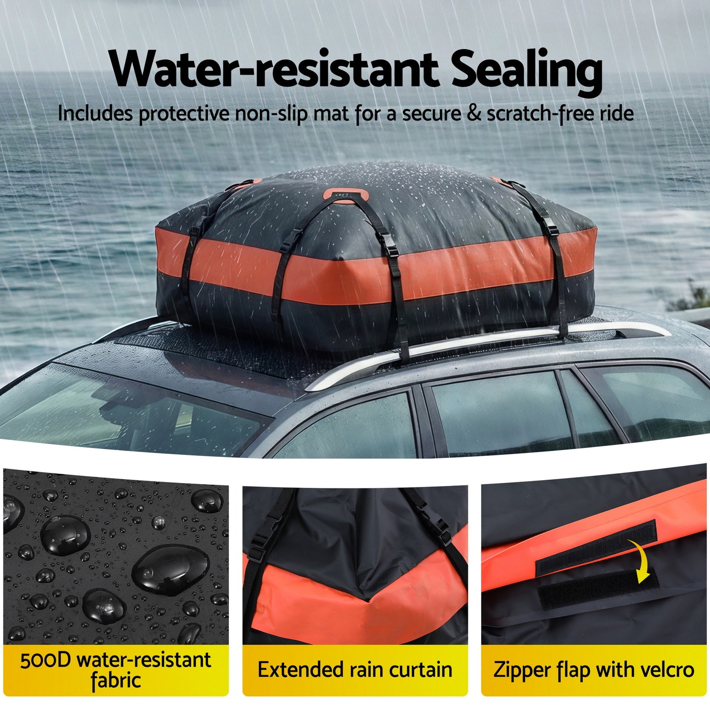 Giantz rooftop cargo bag 15 cubic ft waterproof — view 8