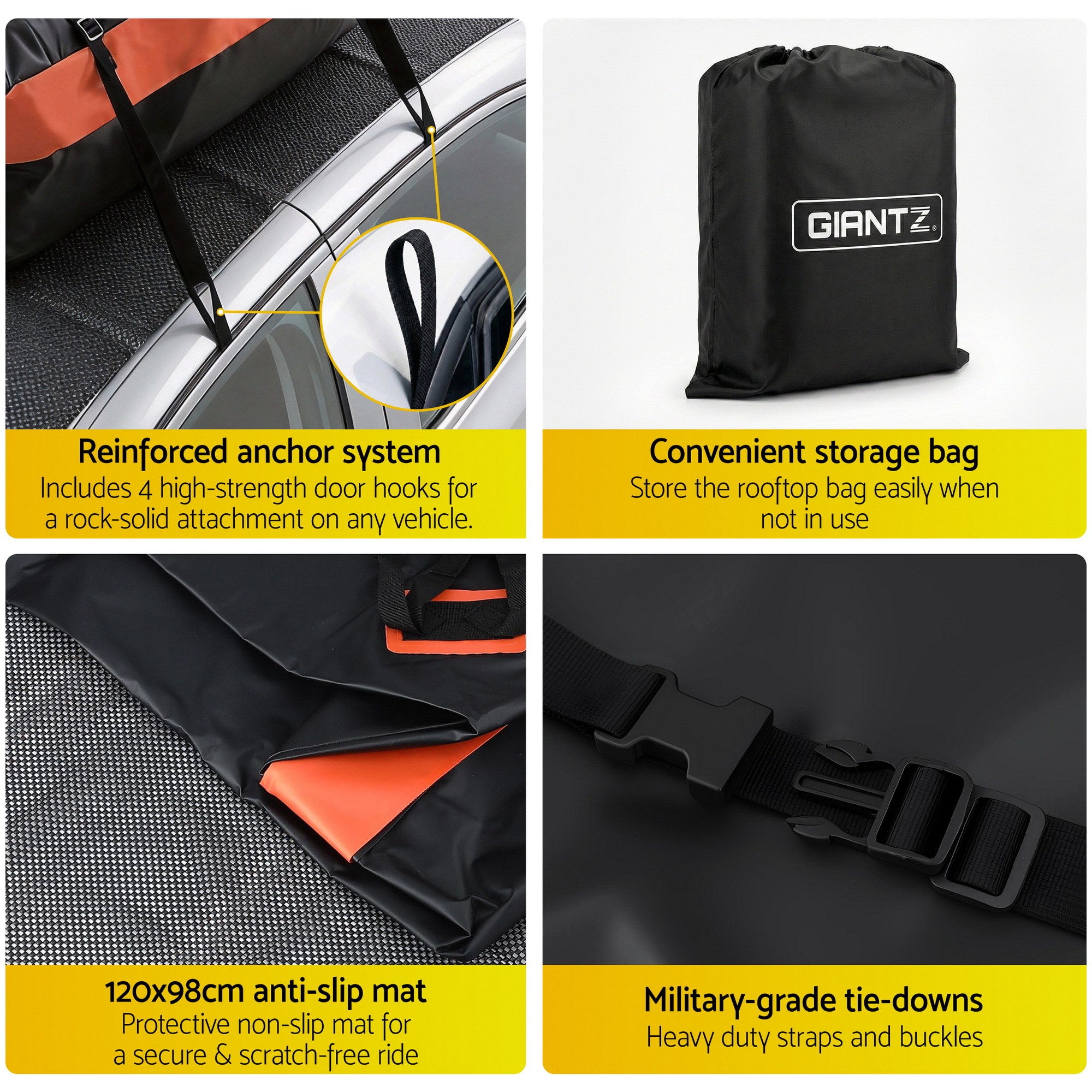 Giantz rooftop cargo bag 15 cubic ft waterproof — view 9