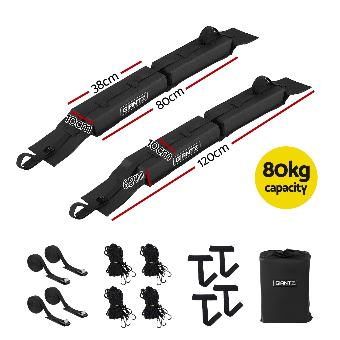 Giantz kayak roof rack pads universal — view 3