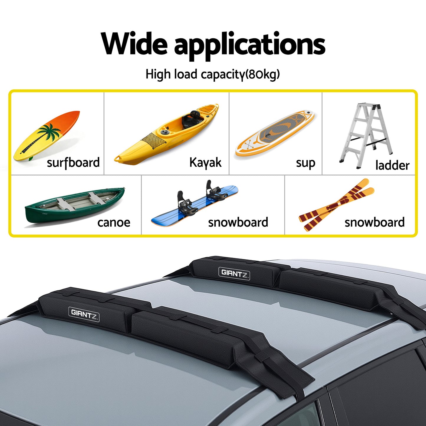 Giantz kayak roof rack pads universal — view 6