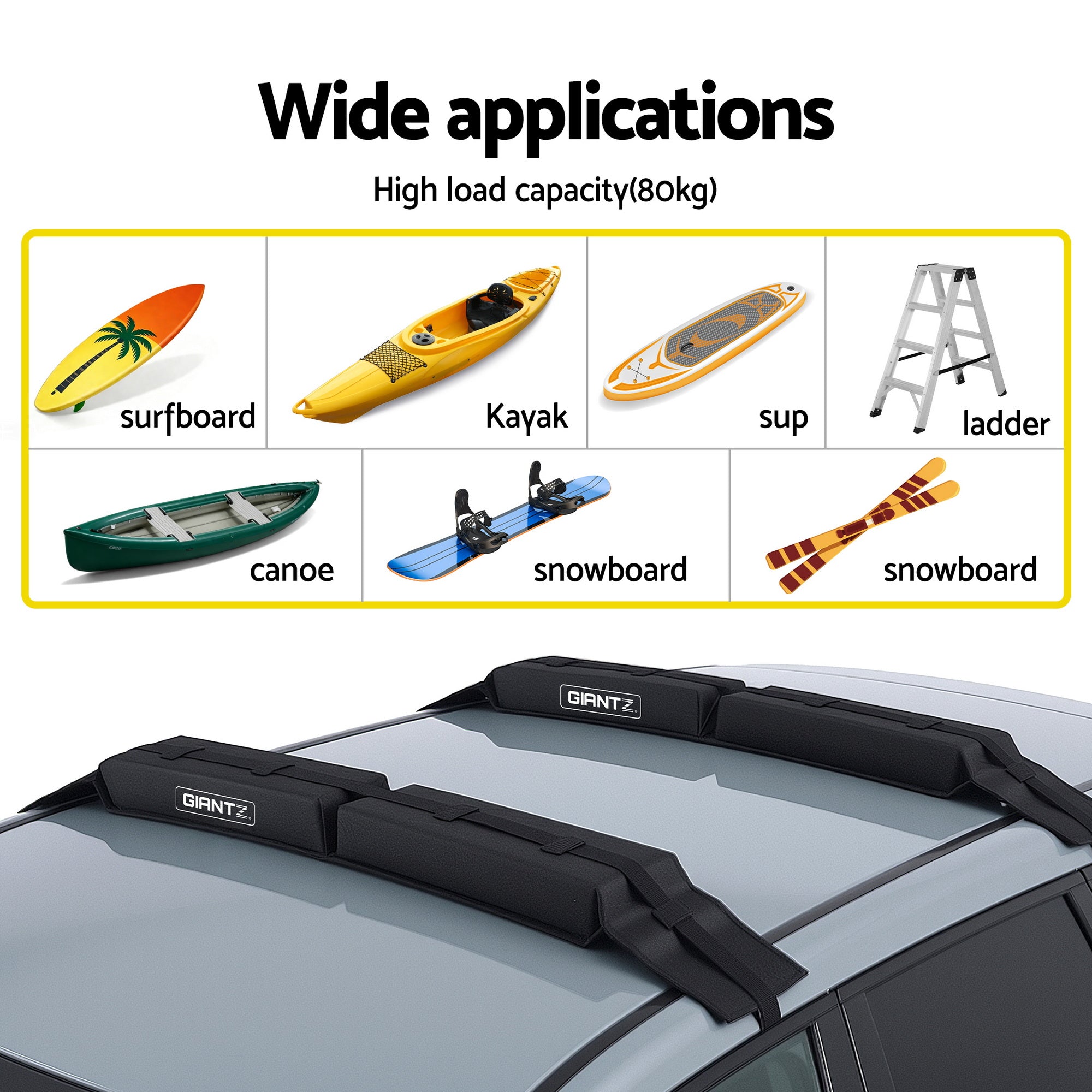 Giantz kayak roof rack pads universal — view 6