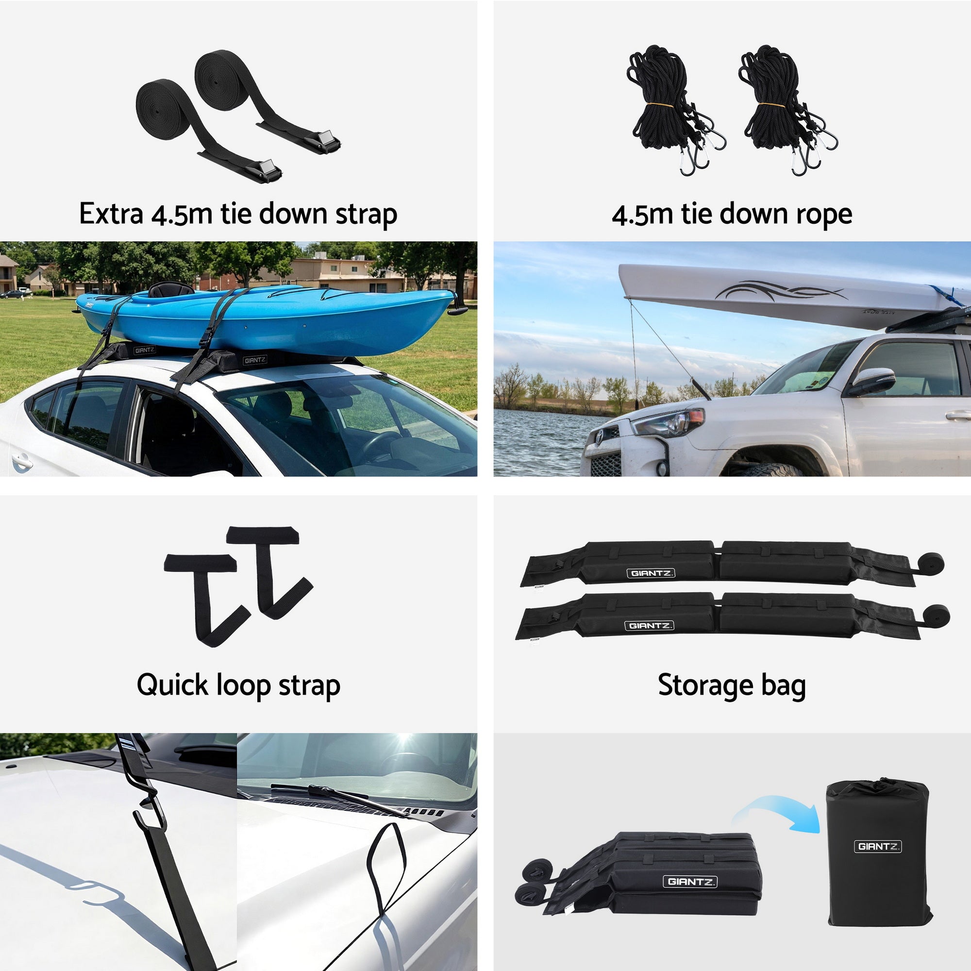 Giantz kayak roof rack pads universal — view 8