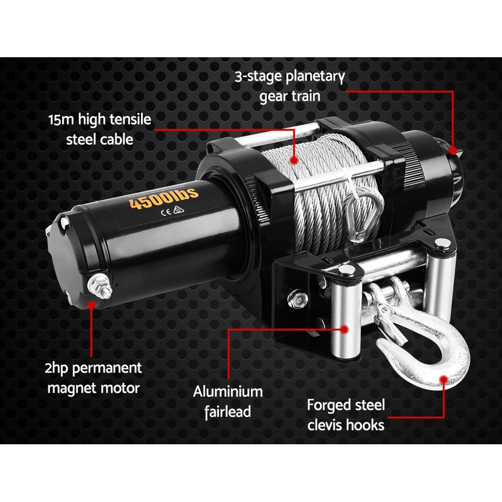 Giantz 4500LBS Electric Car Winch — view 5