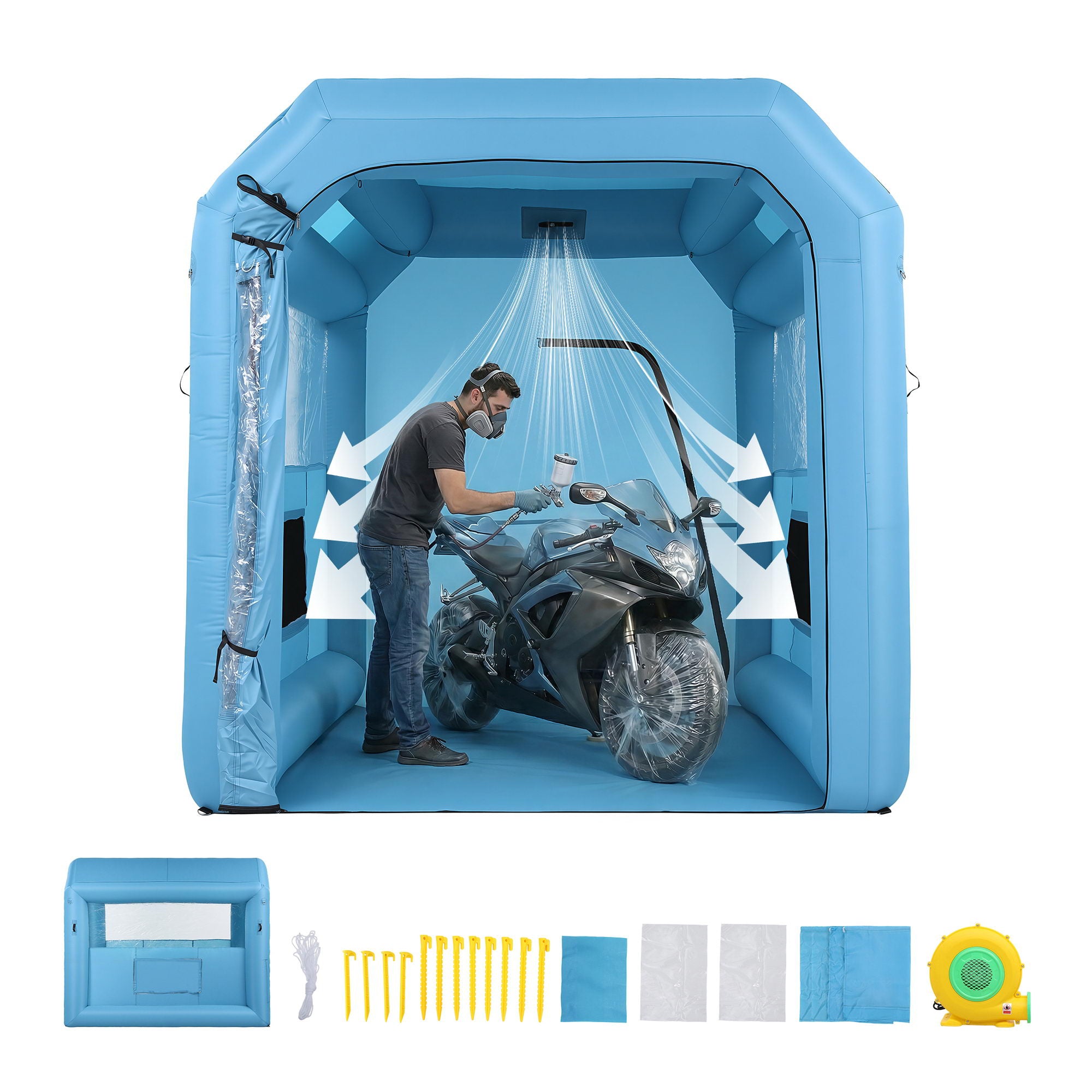 Giantz inflatable paint booth 2.5x2.5x3m 550W — view 10