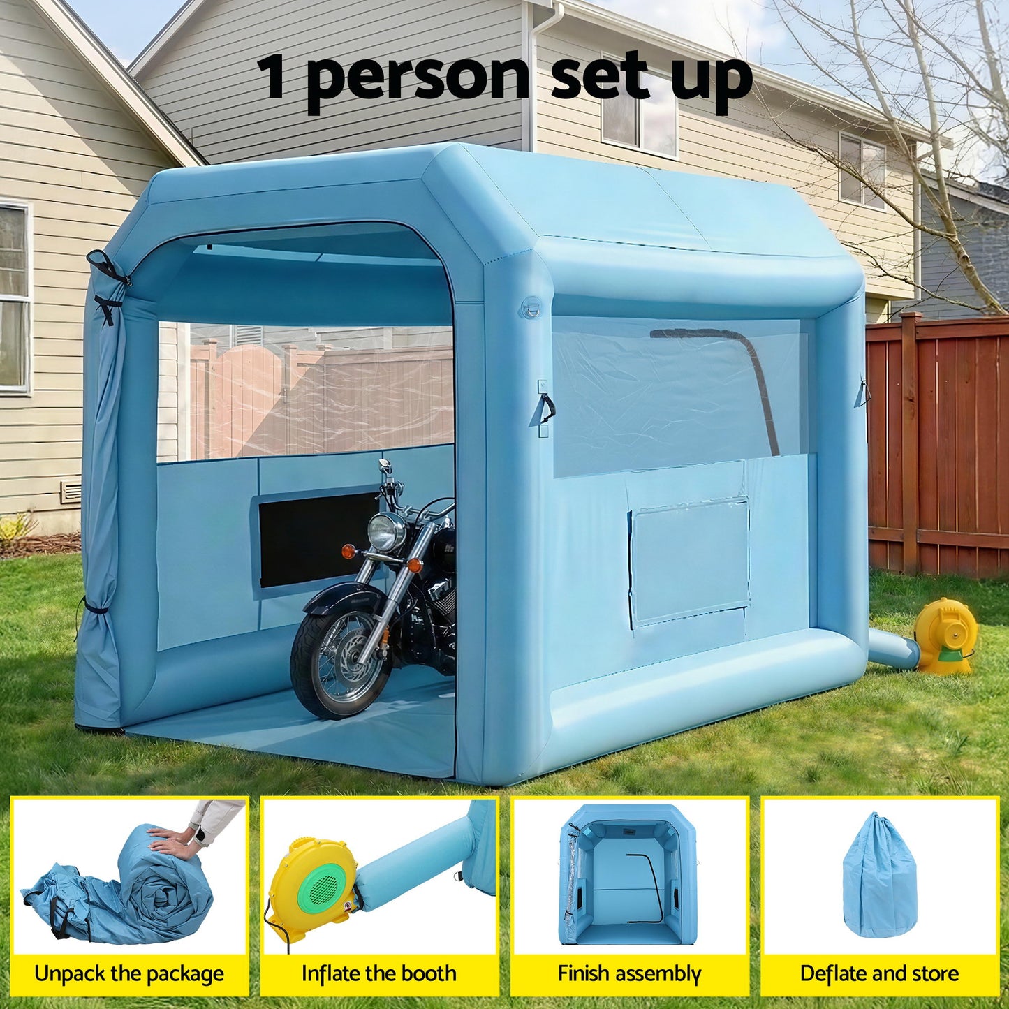 Giantz inflatable paint booth 2.5x2.5x3m 550W — view 6