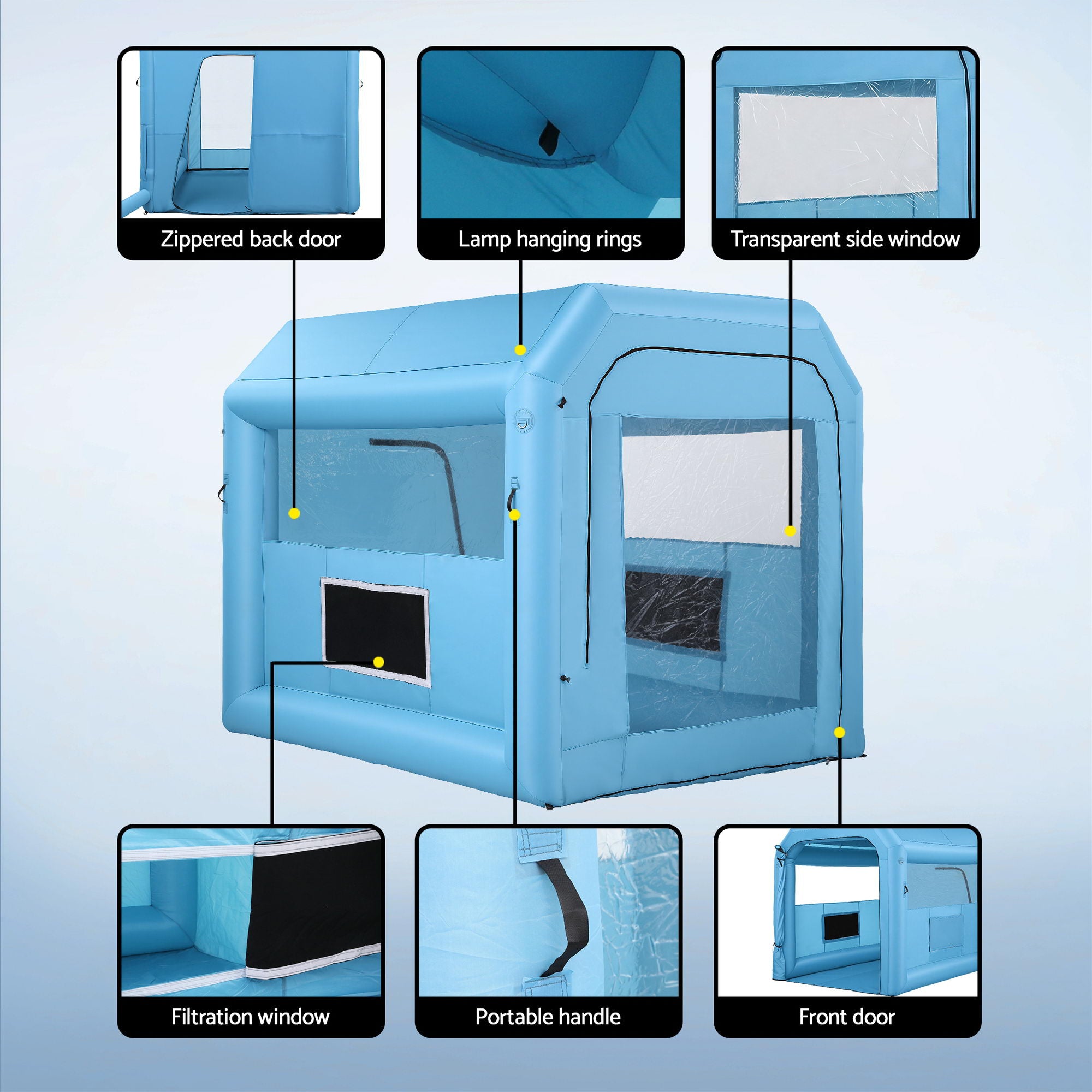 Giantz inflatable paint booth 2.5x2.5x3m 550W — view 7