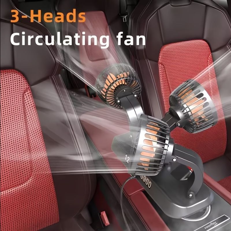 3-head car circulating fan — view 2
